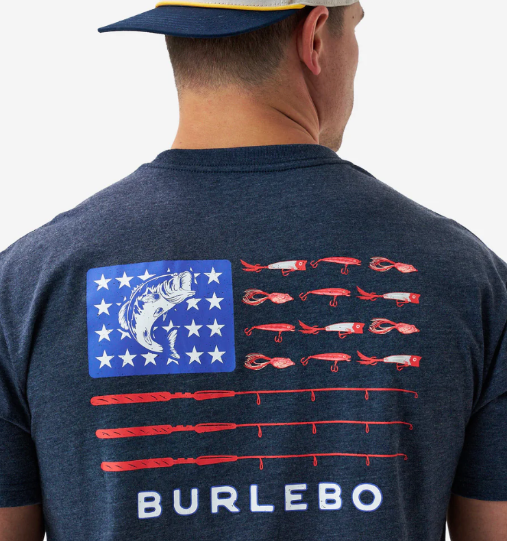 BURLEBO FISHING USA HEATHER NAVY SHORT SLEEVE