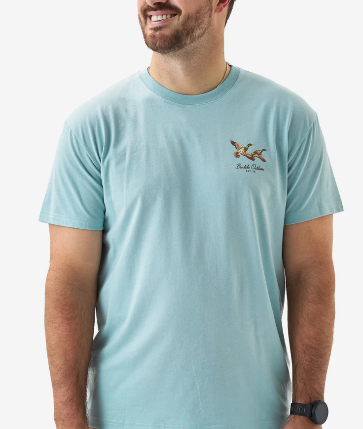 BURLEBO FLYING MALLARD HEATHER SKY BLUE SHORT SLEEVE