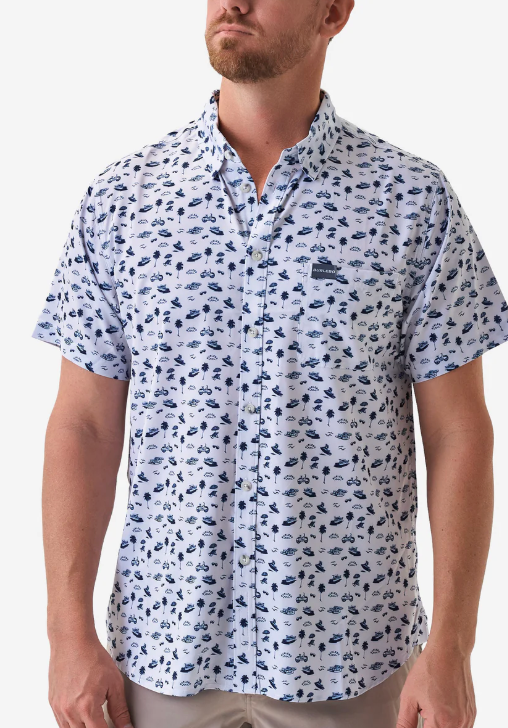 BURLEBO PERFORMANCE BUTTON UP ON THE WATER