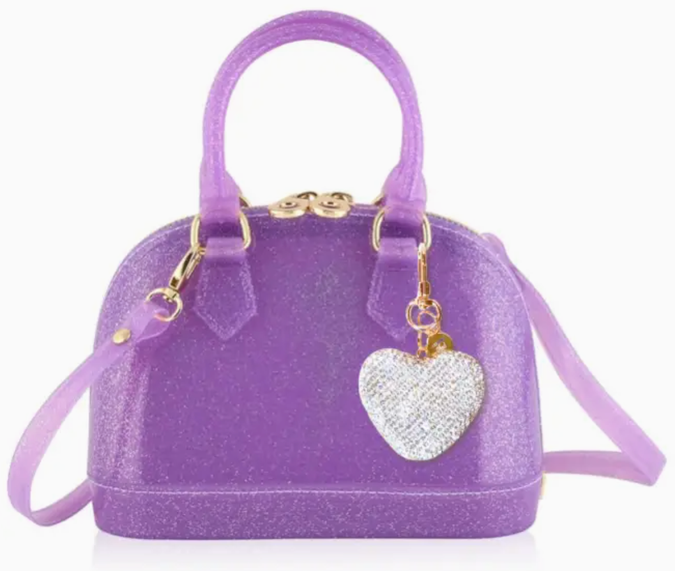 THE CARRYING KIND CATE FOLLOW YOUR HEART SILVER EDITION PURPLE SPARKLE PURSE