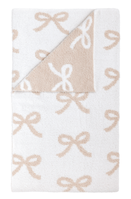 TAUPE CHENILLE BOW BLANKET