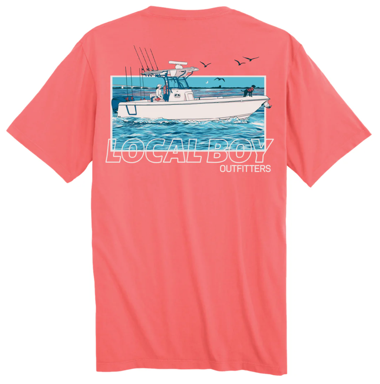 LOCAL BOY CENTER CONSOLE SS TEE CORAL