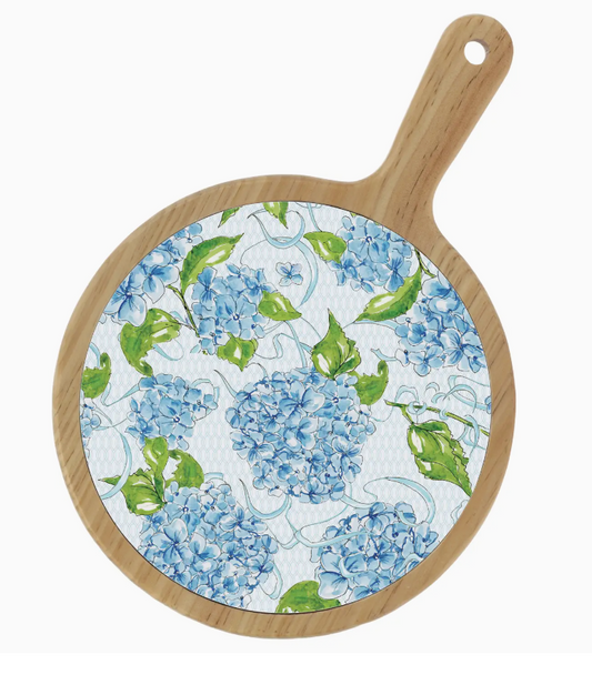 HYDRANGEA ALLOVER BAMBOO & CERAMIC CHEESE BOARD