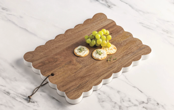 LARGE SCALLOPED WOOD BOARD