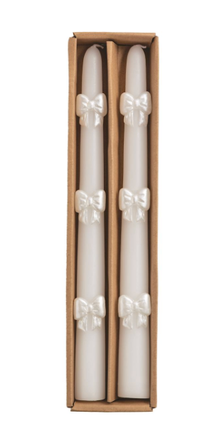 WHITE BOW CANDLESTICK