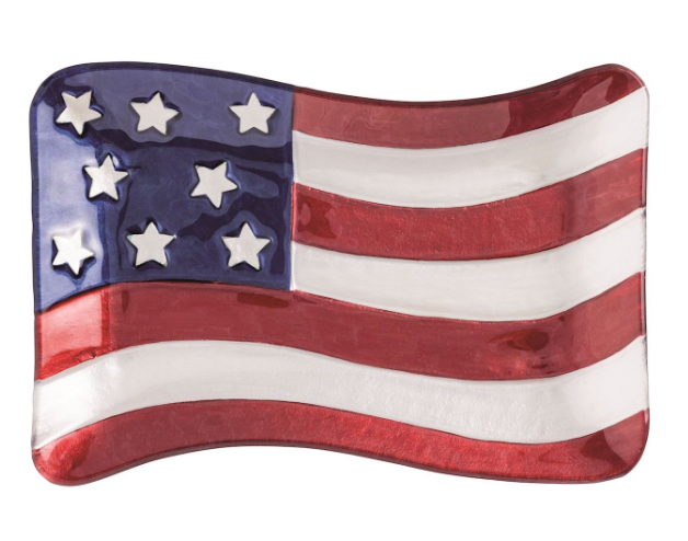 AMERICAN FLAG GLASS PLATE