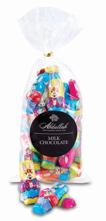 ABDALLAH 7.5 OZ MINIATURE MILK CHOCOLATE RABBITS FOILED