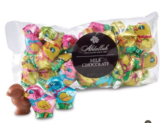 ABDALLAH 7.5 OZ MILK CHOCOLATE FOILED CHICKS