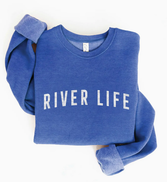 RIVER LIFE GRAPHIC SWEATSHIRT HEATHER ROYAL