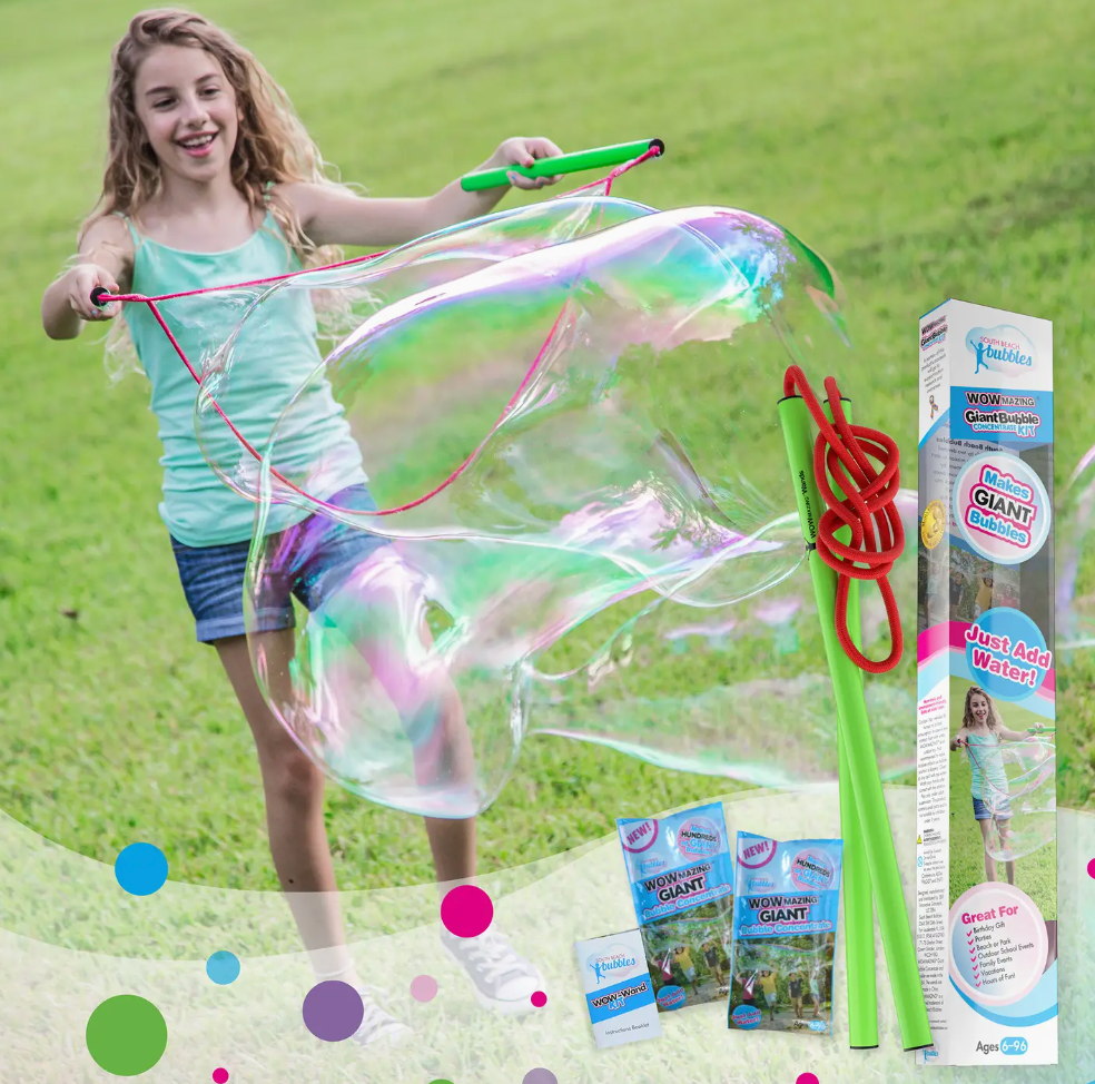 WOWMAZING GIANT BUBBLE KIT: BIG BUBBLE WANDS & CONCENTRATE