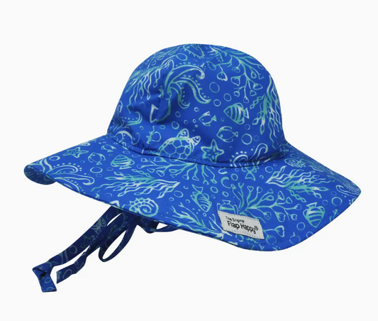 KIDS UPF50+ BOYS FLOPPY SUMMER SUN HAT CALYPSO SEA