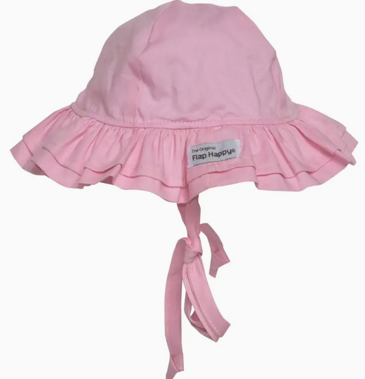 BABY UPF50+ GIRLS DOUBLE RUFFLE SUN HAT PASTEL PINK