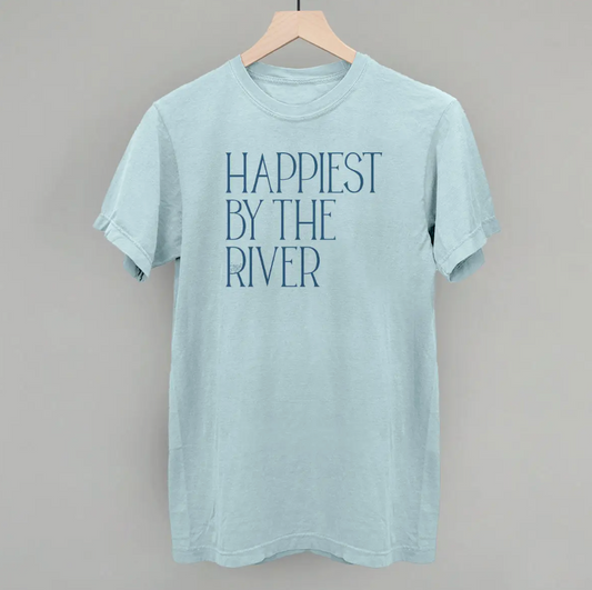 HAPPIEST BY THE RIVER CHAMBRAY COMFORT COLOR SHORT SLEEVE