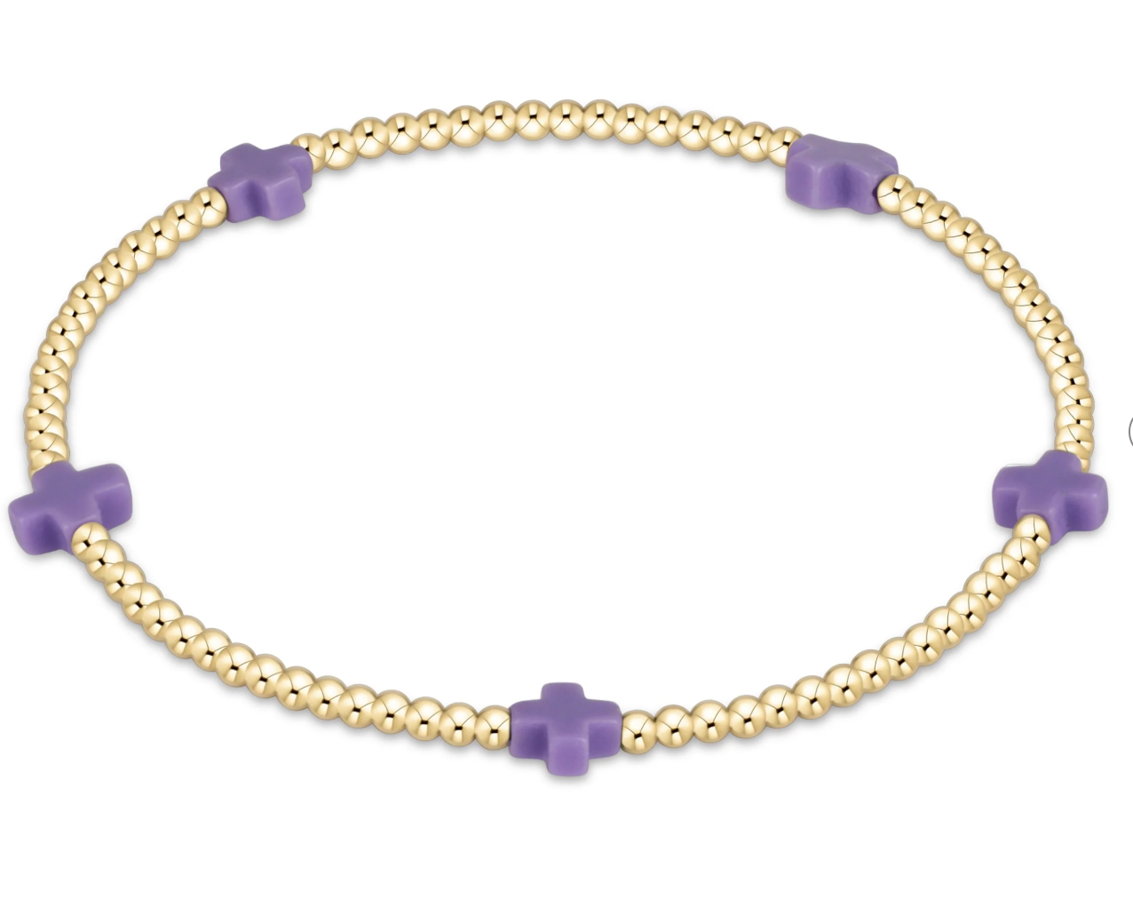 ENEWTON EGIRL SIGNATURE CROSS SMALL 2MM GOLD BRACELET PURPLE