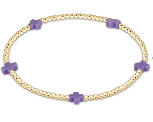 ENEWTON EGIRL SIGNATURE CROSS SMALL 2MM GOLD BRACELET PURPLE
