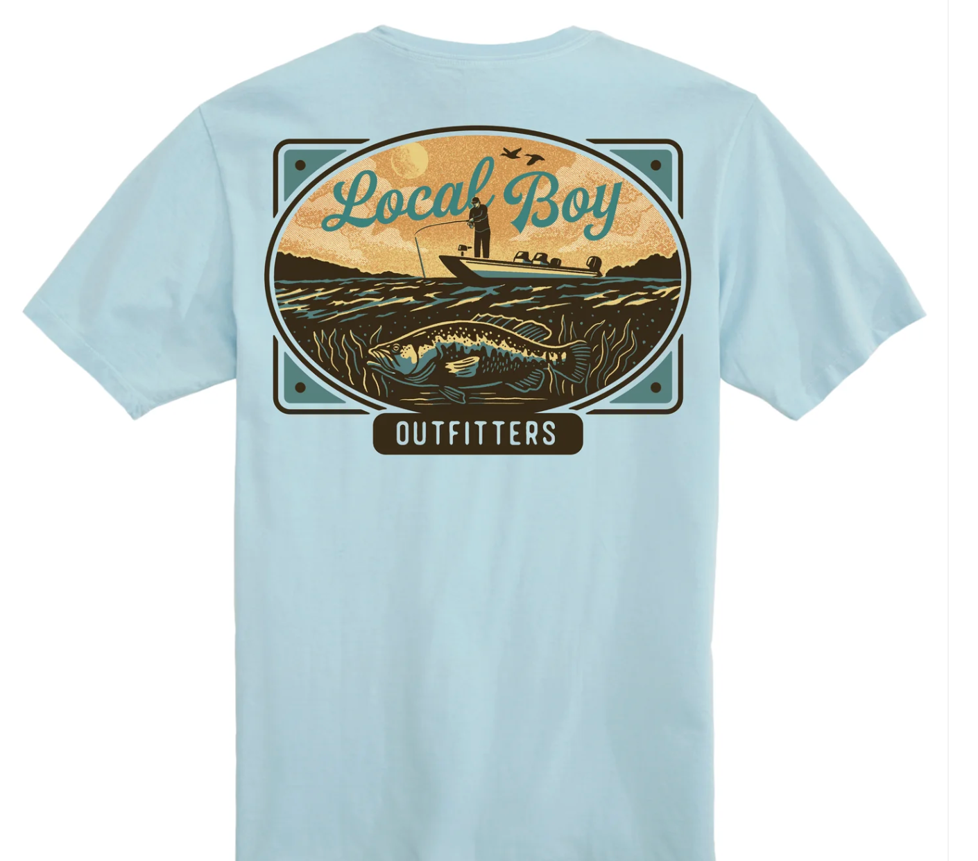 LOCAL BOY OUTFITTERS JON BOAT PLATE SS TEE CHAMBRAY