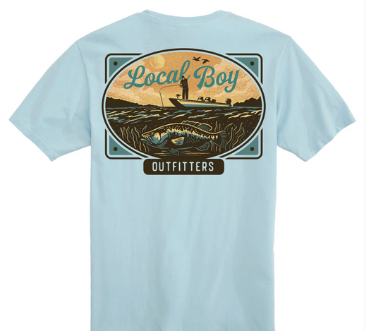 LOCAL BOY OUTFITTERS JON BOAT PLATE SS TEE CHAMBRAY