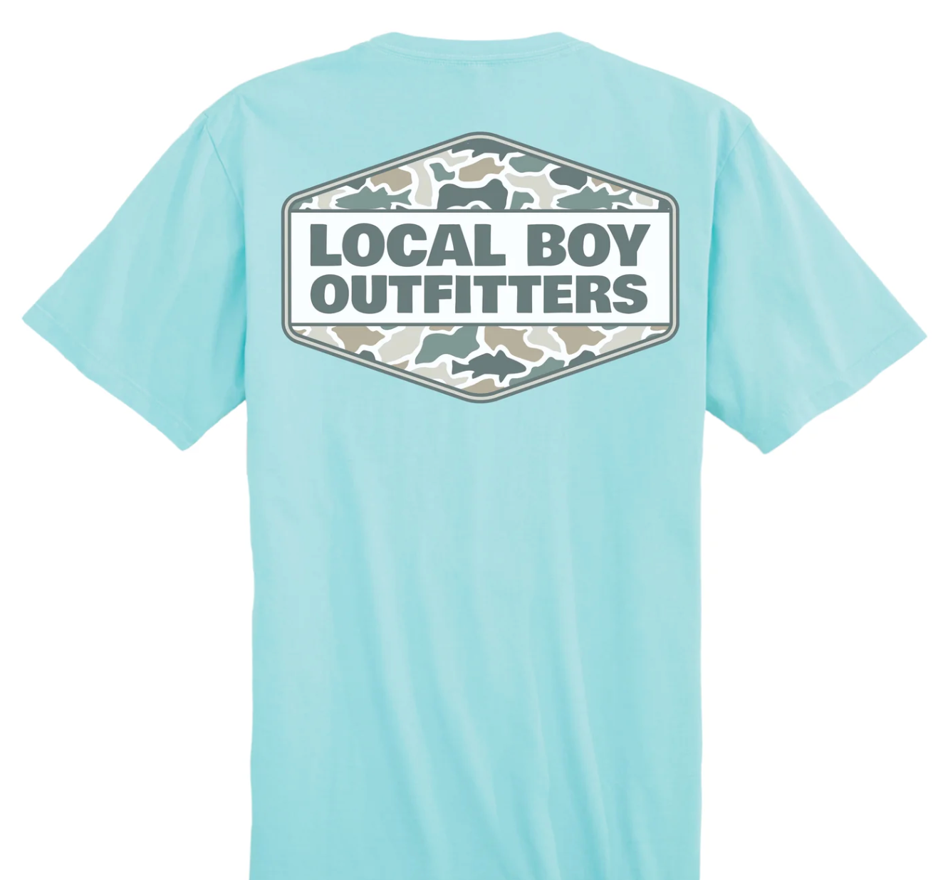 LOCAL BOY FISH CAMO DIAMOND CREST SS TEE AQUA