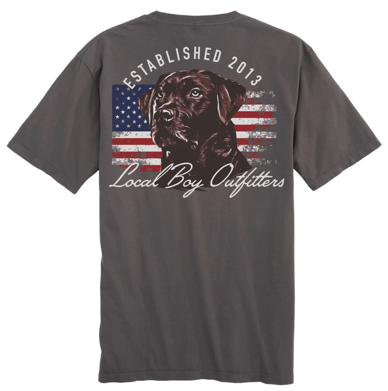 LOCAL BOY PATRIOTIC PUP SS TEE GRAY