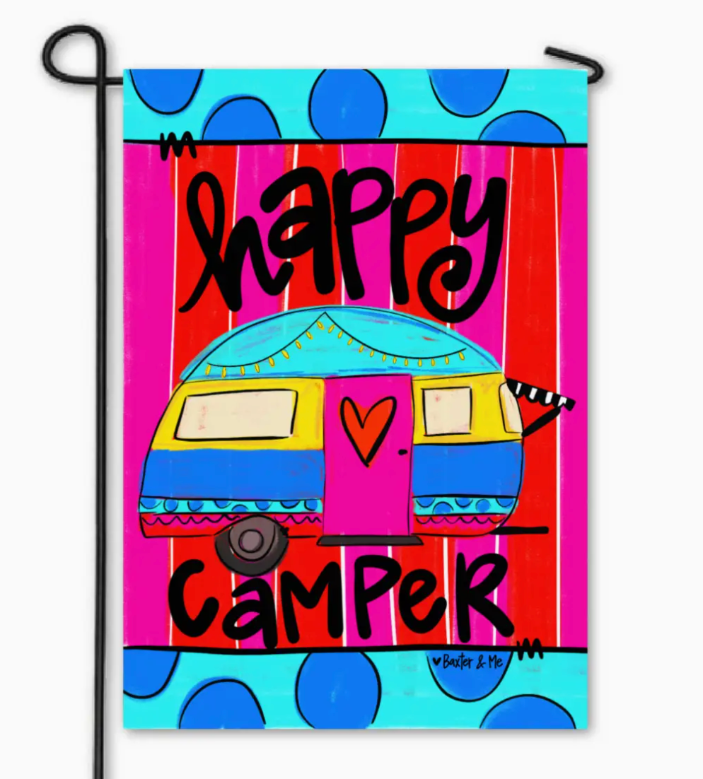 HAPPY CAMPER GARDEN FLAG