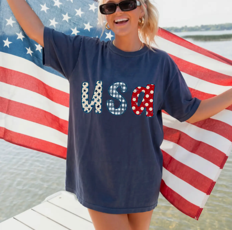 DISTRESSED USA GRAPHIC TEE NAVY