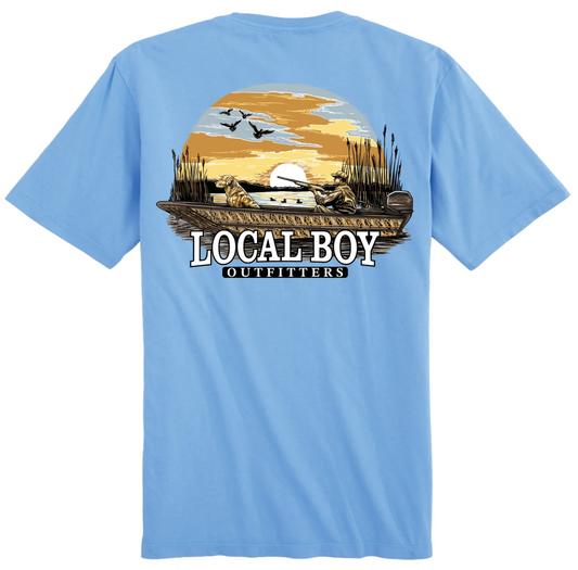 LOCAL BOY SUNSET HUNT SS TEE WASHED DENIM