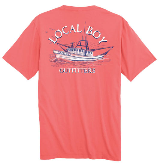 LOCAL BOY THE SHRIMPER SS TEE CORAL