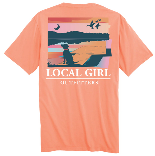 LOCAL GIRL LAB ON DOCK SS TEE NEON CANTALOUPE
