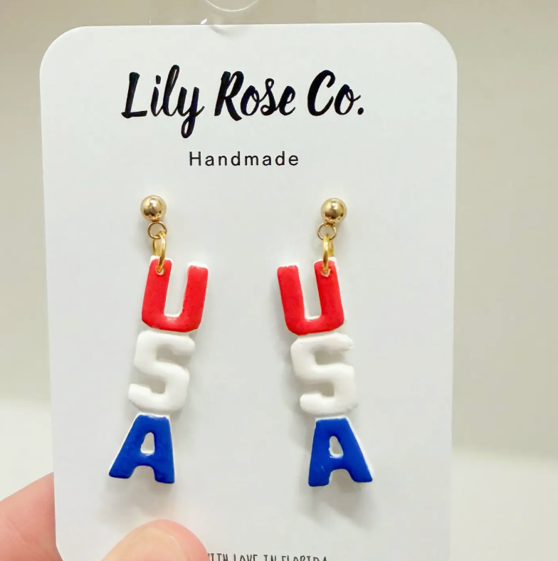 RED WHITE AND BLUE USA EARRINGS