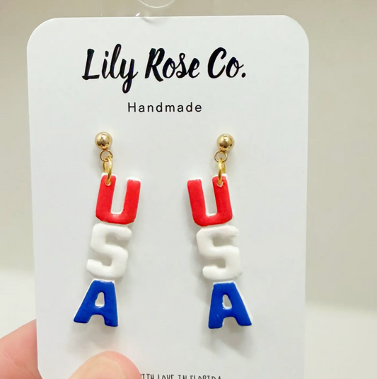 RED WHITE AND BLUE USA EARRINGS