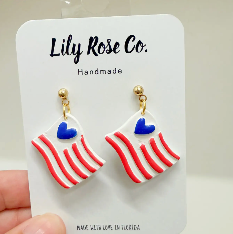 RED WHITE AND BLUE FLAG EARRNGS
