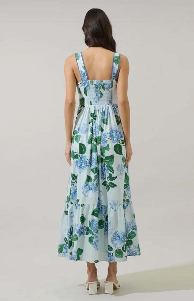 MIRLA FLORAL KRISY SLEEVELESS MAXI DRESS BLUE GREEN
