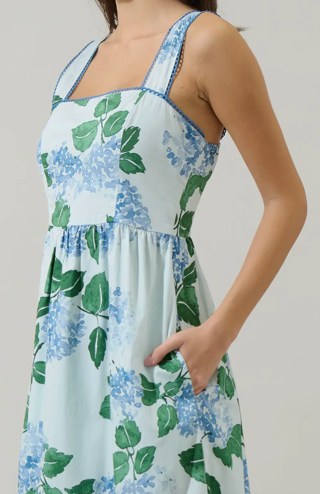MIRLA FLORAL KRISY SLEEVELESS MAXI DRESS BLUE GREEN