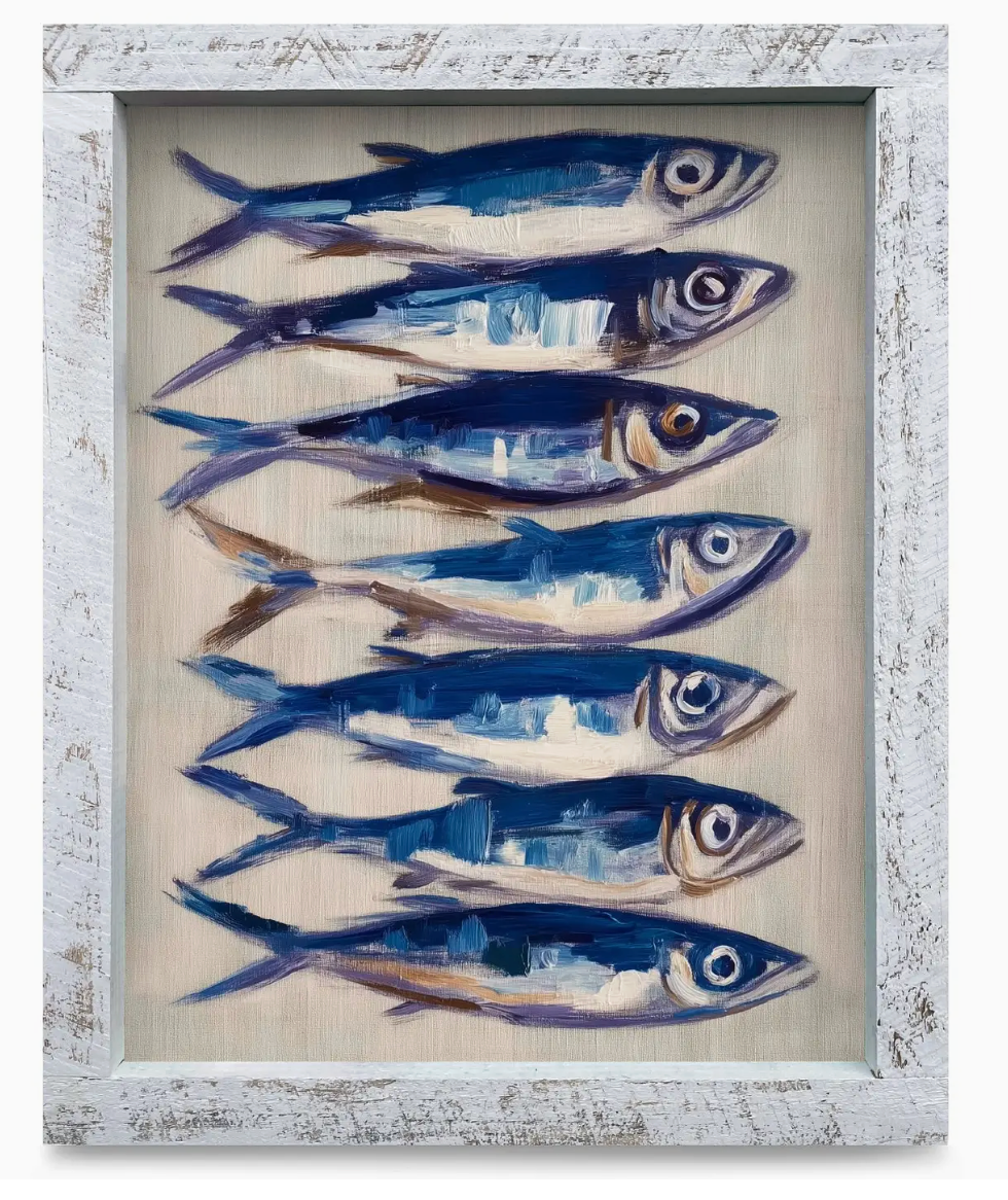 BLUE FISH STACK ART PRINT 18" X 24"