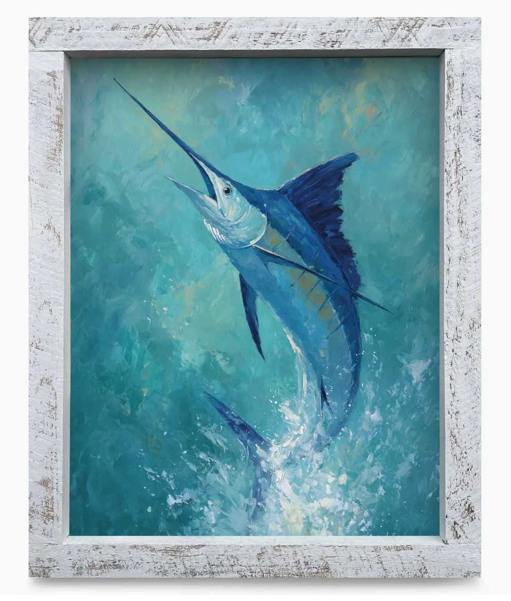 BLUE MARLIN SPLASH ART PRINT 8" X 12"