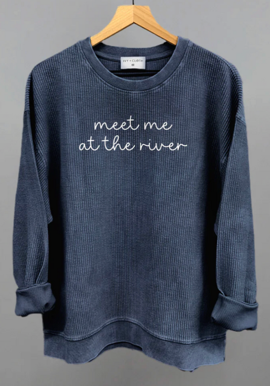 MEET ME AT THE RIVER CORDED CREW INDIGO BLUE