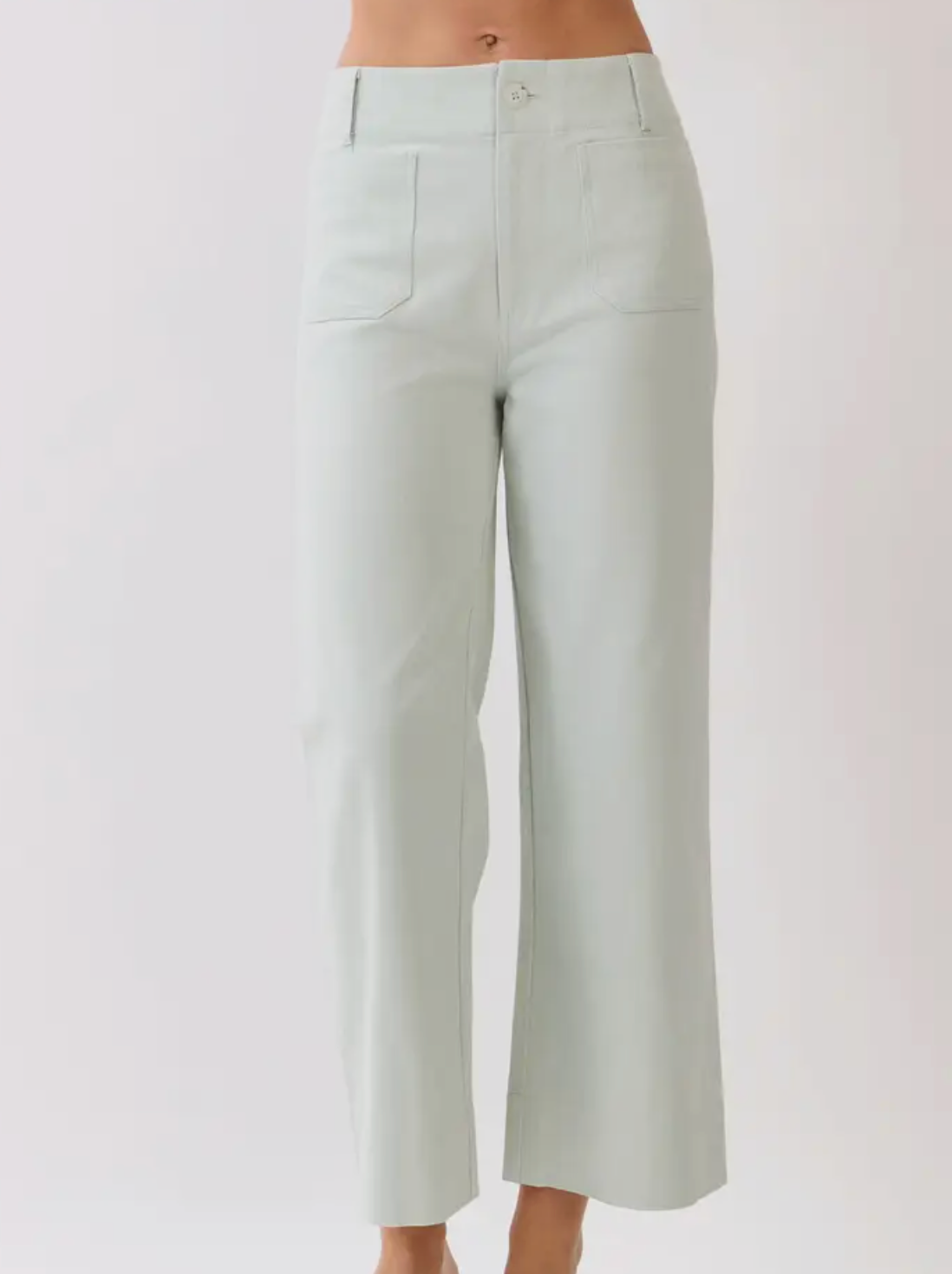 HIGH WAIST CROPPED WHIDE LEG PANTS MINT