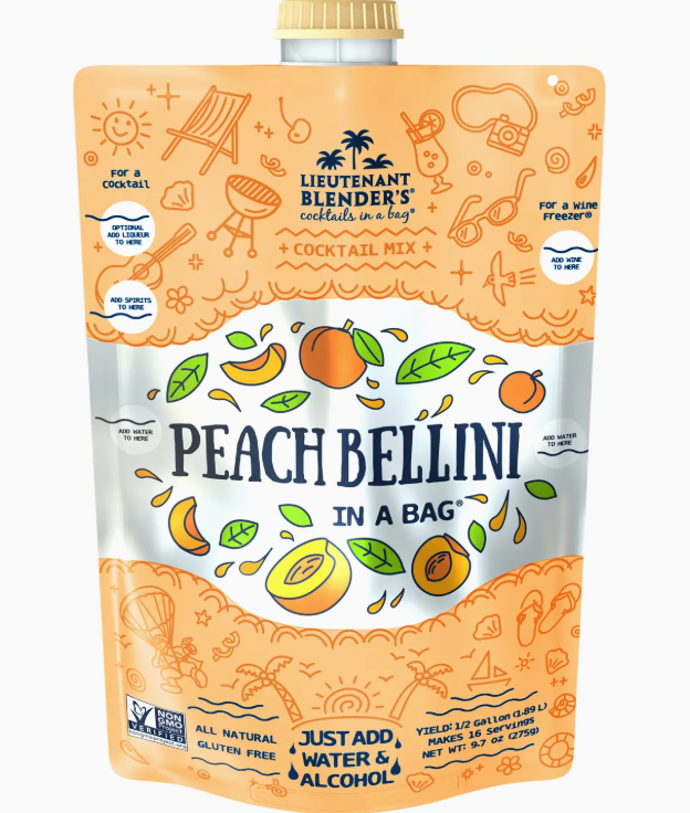 PEACH BELLINI IN A BAG COCKAIL MOCKTAIL SLUSHIE