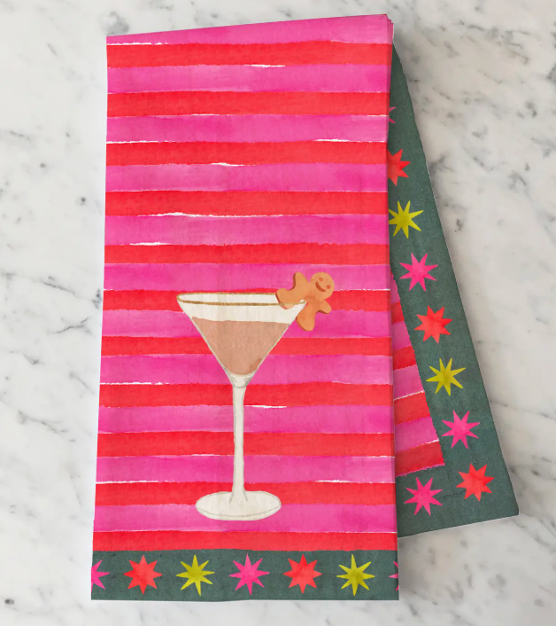GINGERBREAD MARTINI CHRISTMAS TEA TOWEL