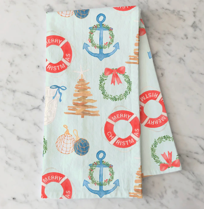 COASTAL CHRISTMAS TEA TOWEL