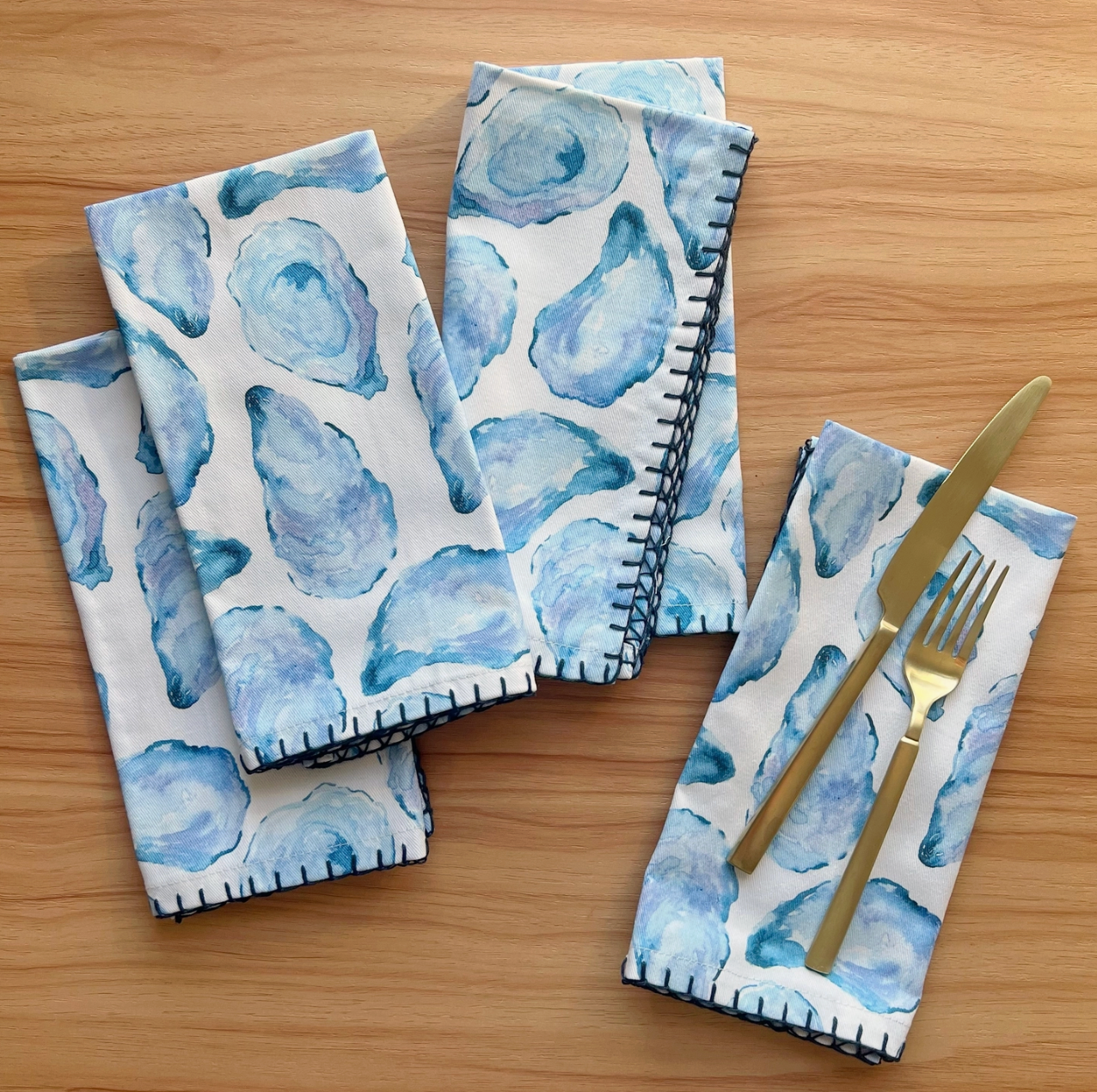 MUSSEL SHELL FABRIC NAPKIN OYSTER NAPKIN SET OF 4