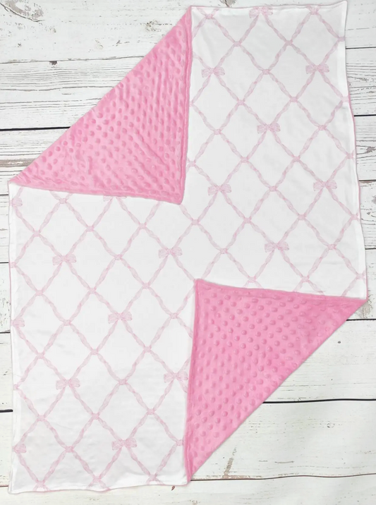 BABY GIRL PINK BOW PRINT BLANKET