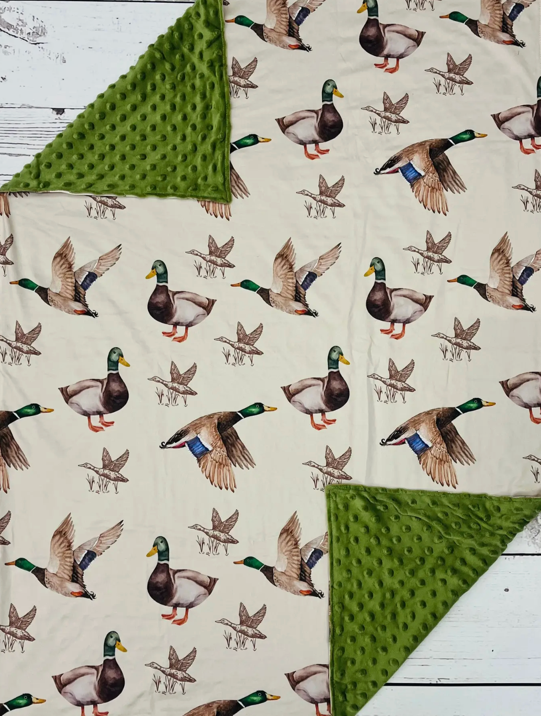 BABY OLIVE MINKY  DUCK BLANKET