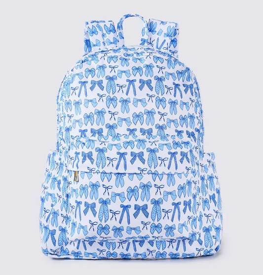 BOW PRINT KIDS GIRLS CANVAS BACKPACK