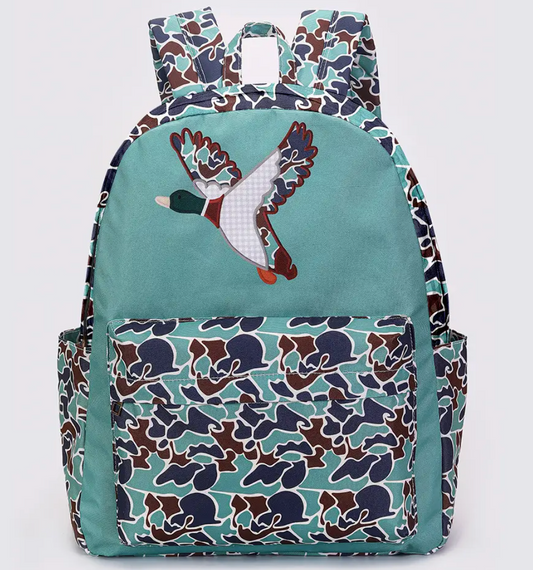 BOYS CAMOUFLAGE DUCK HUNTING CANVAS BACKPACK