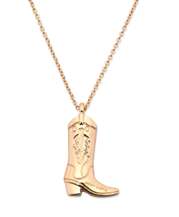 MABEL COWBOY BOOT WITH FEAHTER DESIGN ON FINE CHAIN