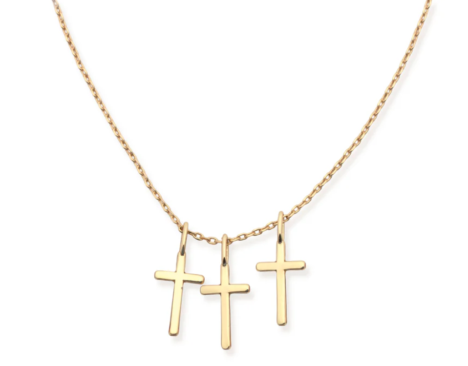 COVENANT THREE SMALL CROSSES ON GOLD FINE CHAIN