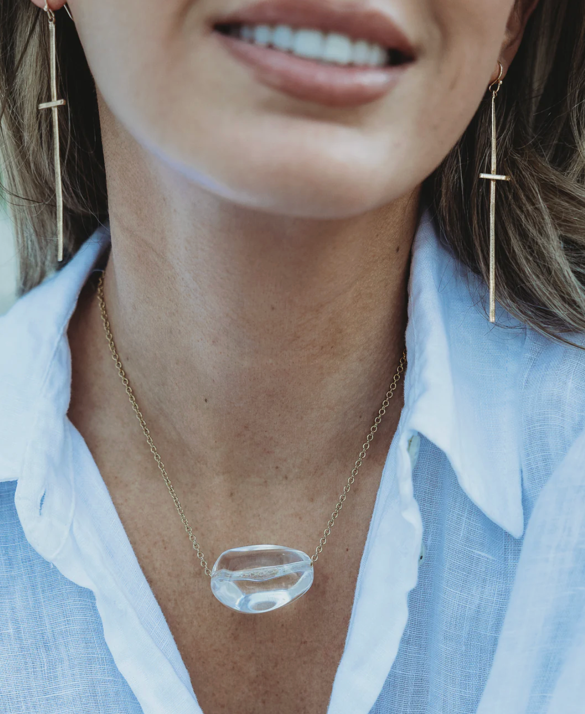 SABINA CLEAR STONE CHOKER ON 14" GOLD CHAIN WITH 2" EXTENDER
