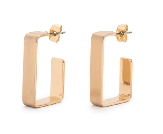 EMMIE BRUSHED GOLD RECTANGLE ON POST 1" EARRING