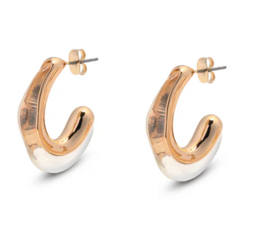 AMELIA CLEAR ABSTRACT HALF HOOP WITH GOLD ACCENT